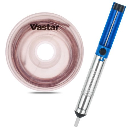 Vastar Desoldering Wick, solder braid with 2.5mm Width, 1.5m Length & Solder Sucker Desoldering Vacuum Pump Solder Removal Tool Blue