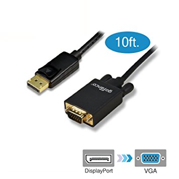 gofanco Gold Plated 10 Feet DisplayPort to VGA Adapter Cable - MALE to MALE (Black)