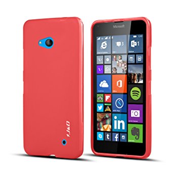 Nokia Lumia 640 Case, J&D Ultra Slim [Drop Protection] Nokia Lumia 640 Case [Slim Cushion] Shock Protective Jelly Case Slim Case for Nokia Lumia 640 (Red)