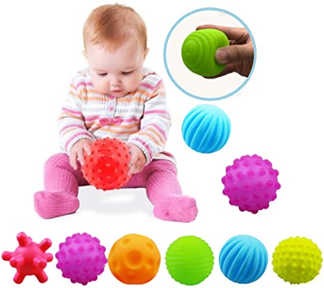 ROHSCE Baby Textured Multi Ball Set, 6pcs Colorful Child Touch Hand Ball Toy Infant Sensory Balls Massage Soft Ball, Baby Learning Grasping Soft Ball Kids Gift