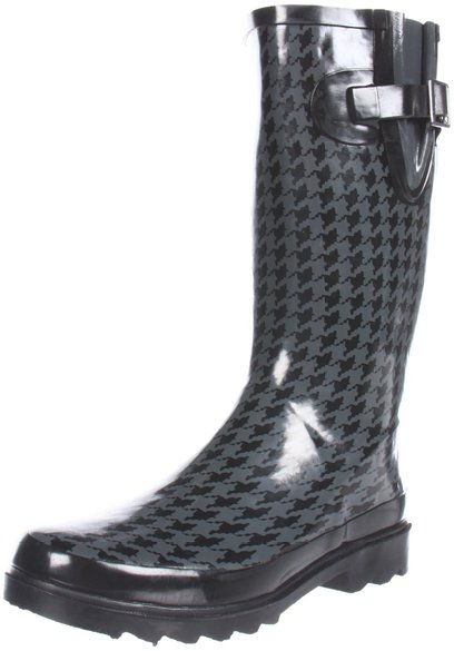Western Chief Women's Technicolor Houndstooth Rain Boot,Black/Gray,10 M US