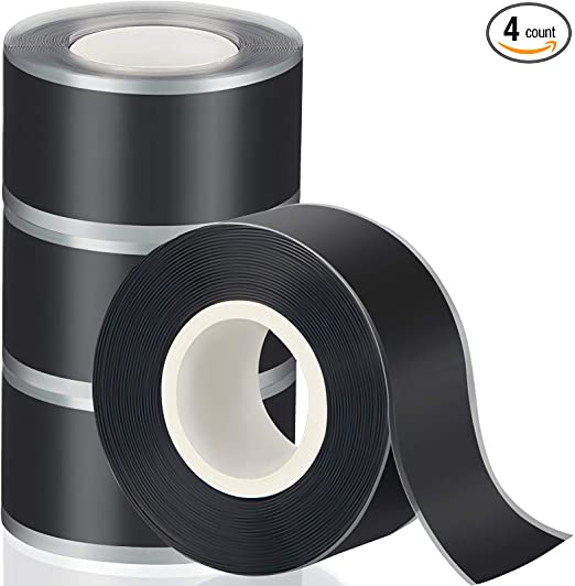 4 Rolls Self Fusing Silicone Tape Bicycle Handlebar Tape Self Bonding Repair Tape Wrap Tape for Sports and Gym Equipment, Black