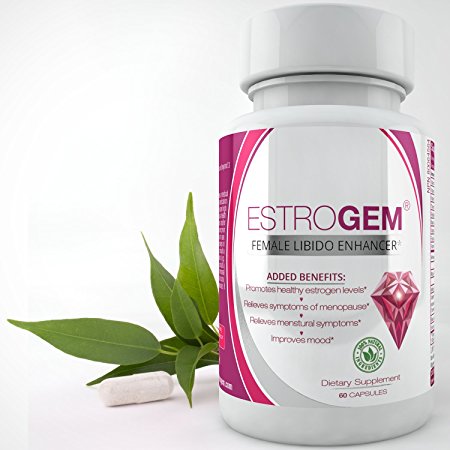 EstroGem®, Premium Female Libido Enhancement & Menopause Supplement, 100% All Natural, Sex Enhancer & Booster, Perfect for Menopause & Menstrual Symptoms Support & Relief, for Women, 60 Capsules.