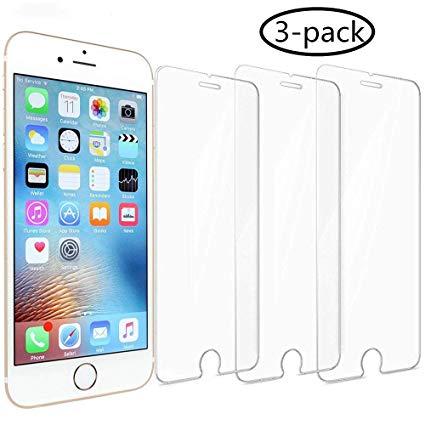 [3 Pack] iPhone8/7/6S and iPhone6 Glass Screen Protector Tempered Glass Screen Protector [No Bubbles][9H Hardness] Compatible with iPhone 8/7/6S and 6[4.7 inch]