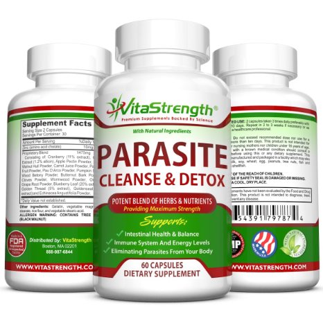 Premium Parasite Cleanse - Natural Intestine Detox with Black Walnut Wormwood Powder and More - Eliminate Parasites Pinworms and Other Intestinal Worms - Natural Remedies For Parasites