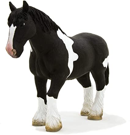 MOJO Black and White Clydesdale Realistic Equestrian Horse Club Hand Painted Toy Figurine
