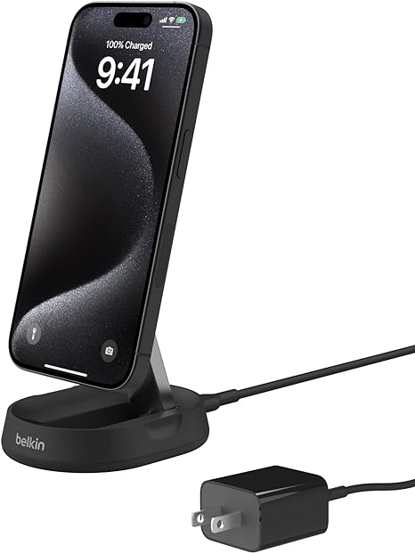 Belkin BoostCharge Pro 15W Convertible Magnetic Charging Stand, MagSafe-Compatible Fast Qi2 Charger for Apple iPhone 15, 15 Plus, 15 Pro, 15 Pro Max, iPhone 14 & 13, Apple Airpods Pro, & More - Black