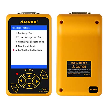 AUTOOL BT460 Tester on Starter, Charging System and Battery Load Test with 100-2400 CCA for 12/24V Cars (BT-460)