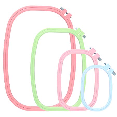 Pllieay 4 Pieces Plastic ABS Embroidery Hoops Square Cross Stitch Hoops for Embroidery and Cross Stitch, 4 Sizes