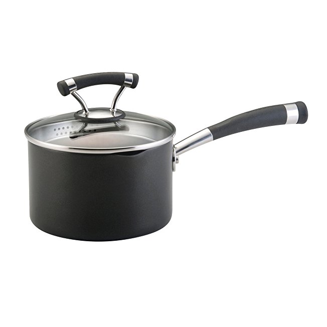 Circulon Contempo Hard Anodized Nonstick 2-Quart Covered Straining Saucepan