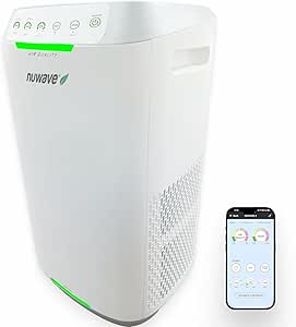 Nuwave Oxypure Zero Air Purifier with Washable Reusable Filters for Large Room | Smart Air Cleaners 99.9% Removal 0.1 Micron Particles | Dual Odor Sensor, Sleep Mode, 6 Fan Speed & Timer, App Control