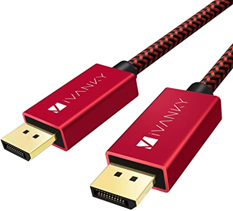 DisplayPort 1.2 Cable 3.3ft, iVANKY 4K DisplayPort to DisplayPort Cable Nylon Braided, High Speed DP Cable, Supports 4K@60Hz and 2K@165Hz, Compatible with PC, Laptop, TV - Red
