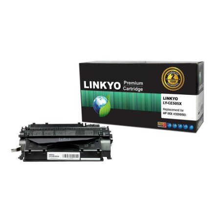 LINKYO Compatible Toner Cartridge Replacement for HP 55X CE505X (Black)