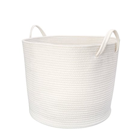 Mkono Cotton Rope Storage Basket with Handles, 17"Lx16"Wx14"H