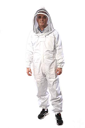 FOREST BEEKEEPING SUPPLY Beekeeping Suit for Men & Women Cotton Apiary Suit with Veil for Beginner & Commercial Beekeepers-Brass Zippers & Thumb Straps-XXL Size