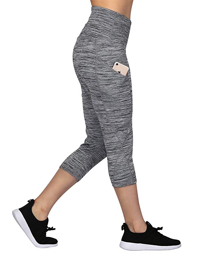 HDE Womens Capri Yoga Pants Fitted Stretch Leggings for Workouts Running