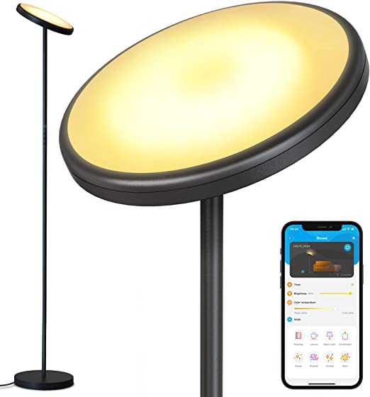 Govee Smart LED Floor Lamp, Bright Floor Light Works with Alexa, 2000LM Tall Standing Lamp WiFi & App Control, 2200-6500K Warm White Modern Lamp with Button Control for Living Room Reading Bedroom