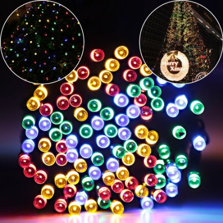 Solar LED String Lights Christmas Lights, Addlon Fairy 40ft(12m) 100 LED 8work Modes,ambiance Lighting for Outdoor,indoor Decor,xmas Tree,outside Garden, Patio, Home, Wedding Party, Holiday Seasonal Decorations, Christmas Party,waterproof (Multicolor)