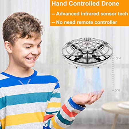 Flying Ball Toys for Kids Hand Controlled Boys Flying Drone with LED Light for Kids Boys and Girls