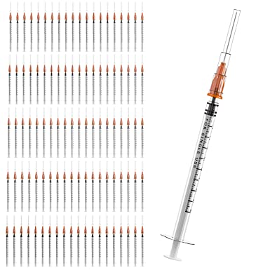 U&U Medical 1ml Syringe Set – 100pcs Luer Slip Tip Syringe for Surgical, Enteral, Dental, Caregiver Professionals - EO Sterile 1ml Syringe with Needle – Disposable Design – 1-inch Needle