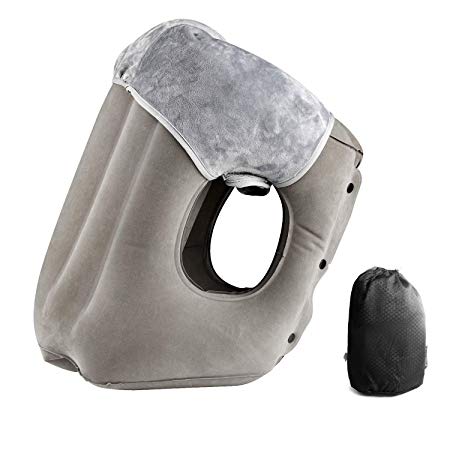 HAIYANLE Inflatable Pillow-Multifunctional Travel Pillows for Airplanes,Cars,Trains,Camping, Portable Office Napping Pillow,Lumbar Pillow,Removable as a Swim Ring(Grey)