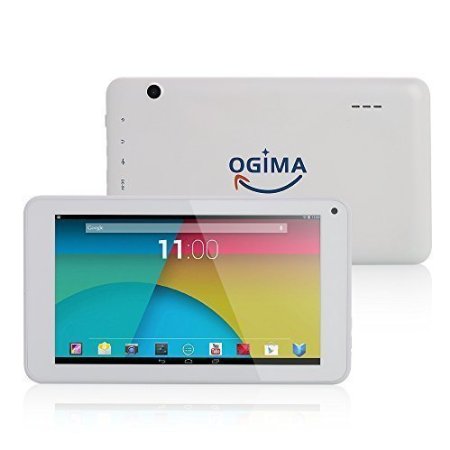 Ogima 7" Inch Google Android Tablet Pc 4.4 Kitkat A33 Quad Core Dual Camera 2.0mp 1.5ghz 512mb DDR 1024 X 600 Hd Screen 8gb Wifi White