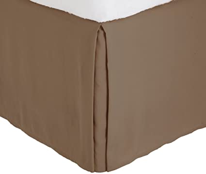 Mk Collection California King 100% Long Staple Brushed Microfiber Comfortable Quadruple Pleated Bed-Skirt Solid Taupe New