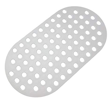 AIR TREE Bathtub Mats Non Slip Mildew Resistant Big Holes Extra Soft Anti Bacterial Machine Washable Suction Cups Bathtub Mat Oval White Long Shower Mat Oval 29 x 15 Inch