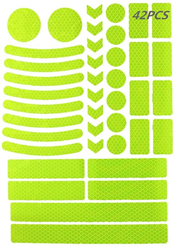 42Pcs Reflective Stickers, Reflective Helmet Bicycle Stickers， Reflective Decals, BikeReflective Tape, NightSafety StickersforBicycle, Wheelchairs, Motorbike, Helmet, Scooter