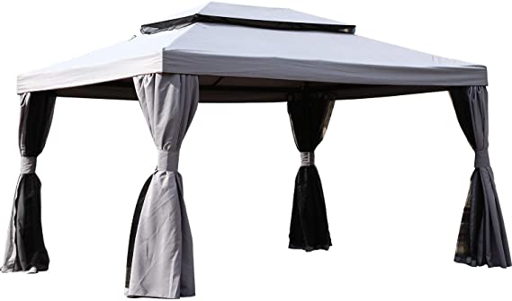 Grand patio 13.1‘x 9.8‘ Outdoor Gazebo with Soft-Top Canopy and Shade Curtains (Gray)