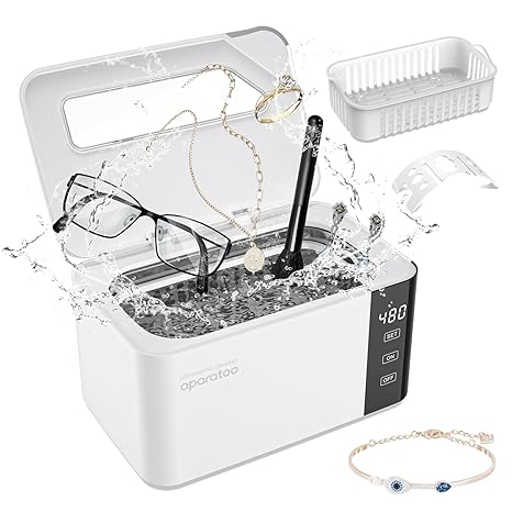 Nettoyeur Ultrasons, 50W 600ML Nettoyeur Ultrasons Lunettes Bijoux avec 5 Modes de Réglage 43KHz, Portable Domestique Professionnel Ultrasonic Cleaner pour Anneau Lunettes Montres Denture Rasoirs