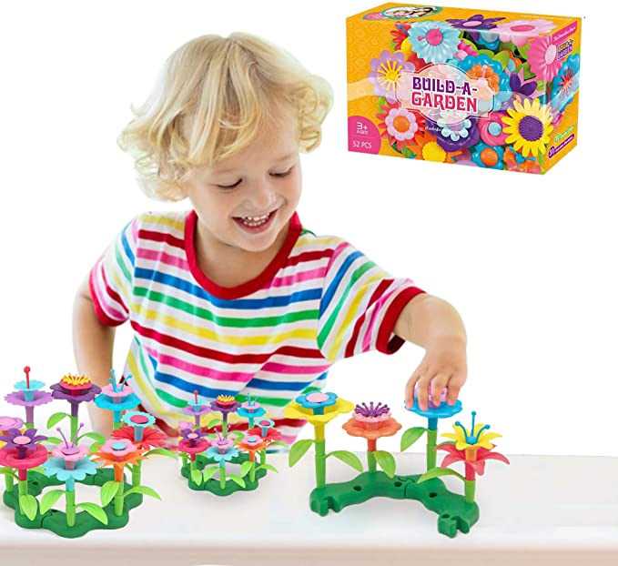 RO Flower Garden Building Toys for Girls - Build a Garden Educational Stem Toy Playset Good for Entertainment While Encouraging Creativity - Sorting and Stacking Toddler Gardening Set for Ages 3-7
