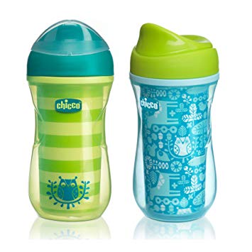 Chicco Insulated Rim Spout Trainer Sippy Cup 9oz 12m  (2pk) - Green/Teal