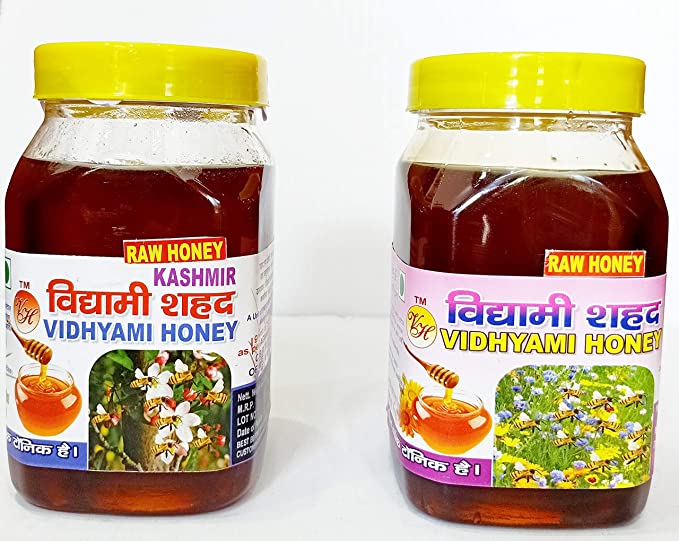 VIDYAMI RAW Honey [ Kashmir , GENRAL ] Combo Pack , 2 in ONE Pack / 1 Litre 100% Organic Honey / Wild Forest Honey