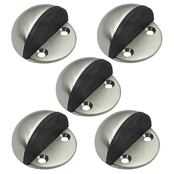 Kes Stainless Steel Safety Door Stop Metal Door Holder Doorstop Contemporary Style Heavy Duty Brushed Finish 5 Pack, HDS201-2-P5