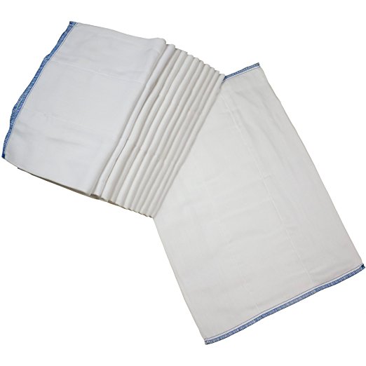 OsoCozy - Indian Cotton Prefolds (Dozen) - Soft and Absorbent Baby Diapers Made of 100% Indian Cotton - Infant Diaper, 12"x16", Fits 7-15 Lbs. - Diaper Service Quality (DSQ), (Infant, 4x6x4)