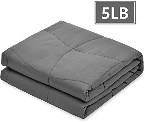 NICEUPPER Weighted Blanket for Kids 5 lbs for Boys and Girls Individuals Weight 38-72 Pounds, 36’’x48’’ Heavy Blanket Upgraded Fits Twin, Full Size Beds & Sofa, 100% Cotton, Grey