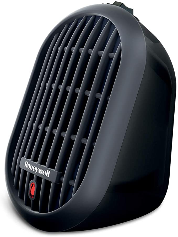 Honeywell HCE100B Heat Bud Ceramic Heater Black Energy Efficient Space Saving Portable Personal Heater With 2 Heat Settings for Home, School, Office