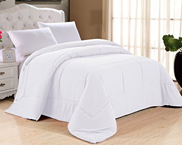 Cathay Home Double Fill Down Alternative Comforter 90GSM Microfiber Cover, Full, White