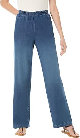 Woman Within Women's Plus Size Wide Leg Fineline Jean