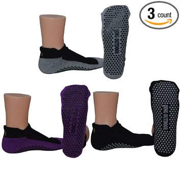 Anti-odor,Antibacterial Cotton Socks / Non Skid Socks / Pilates Socks / Hospital Socks / Yoga Socks / Barre Socks with Strong Grip for Men and Women Pack of 3