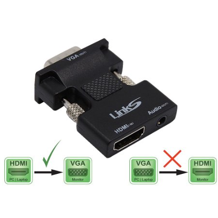 LinkS Active HDMI Female to VGA Male Adapter support audio with 3ft 3.5mm Stereo cable-black