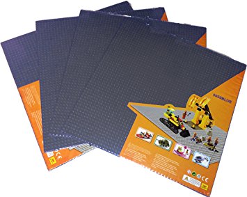 15.75" X 15.75" Gray Building Construction Base Plates - 4 Pack Bundle, Compatible with All Major Brands, Great for Playing Table