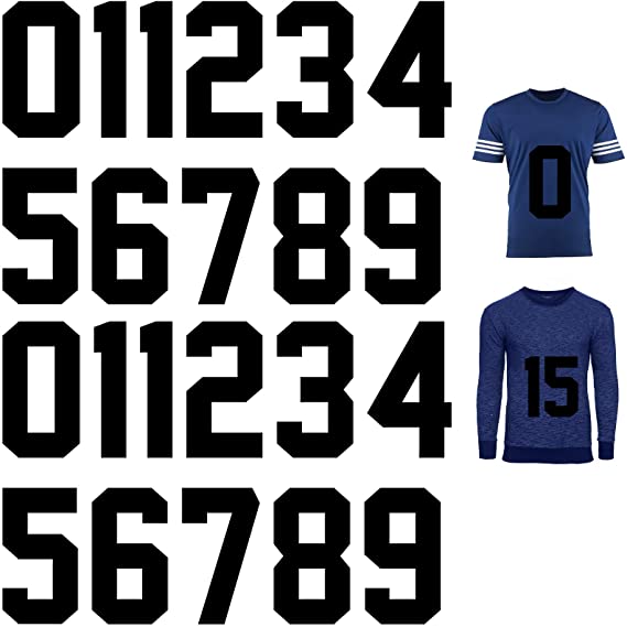 22 Pieces Iron on Numbers T Shirt Heat Transfer Numbers 0 to 9 Jersey Numbers Soft Iron on Numbers for Team Uniform Sports T Shirt Football Basketball Baseball (Black,8 Inch)