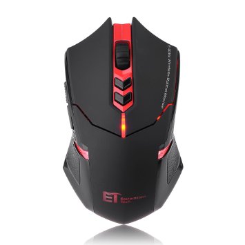 VicTsing New USB 7 Buttons Wireless Professional Game Gaming Optical Mouse Mice 8001200160020002400 DPI Adjustable for PC Laptop Desktop Notebook - Red