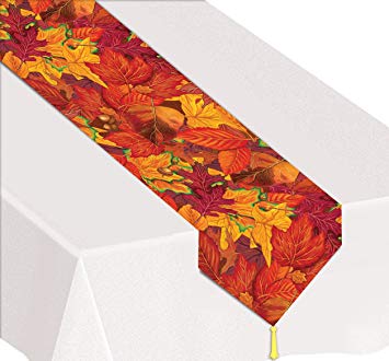 Beistle 90019 Printed Fall Leaf Table Runner, 11" x 6'