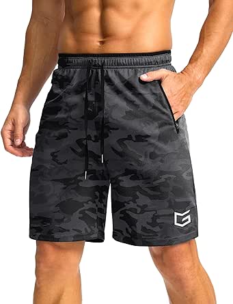 G Gradual Men's Gym Shorts wtih Zipper Pocket 9" Athletic Basketball Mesh Shorts for Men Workout Quick Dry Lightiweight