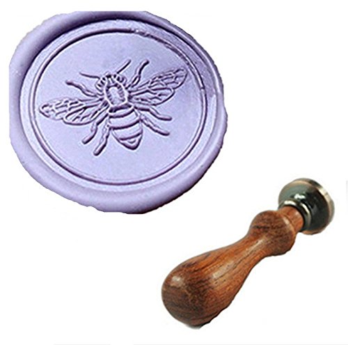 MDLG Custom Cute Bee Flying Monogram Vintage Personalized Picture Letter Logo Wedding Invitation Wax Seal Stamp Rosewood Handle Set