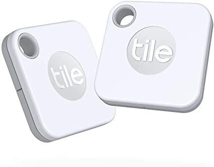 Tile Mate (2020), Amazon Exclusive, Bluetooth Item Finder, 2 Pack, White, 60m range, 1 year replaceable battery, works with Alexa & Google Home.iOS & Android Compatible. Find your Keys, Remotes & More