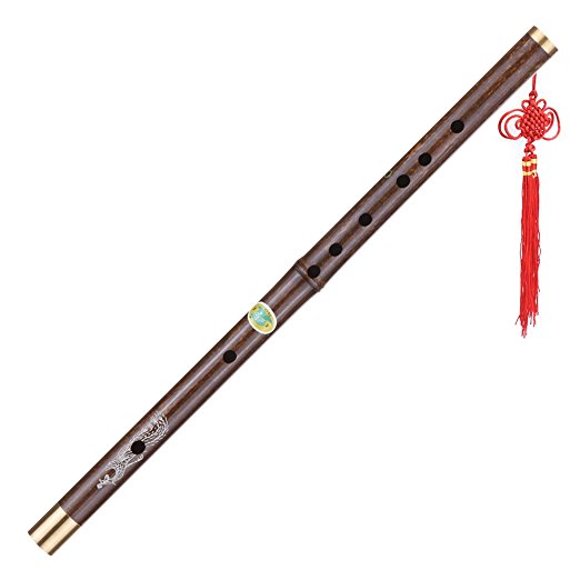 ammoon Black Bamboo Dizi Flute Traditional Handmade Chinese Musical Woodwind Instrument Key of C